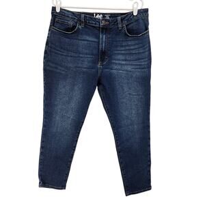 Lee Heritage Regular Fit Skinny High Rise Jeans Dark Wash Denim Plus Size 18 P